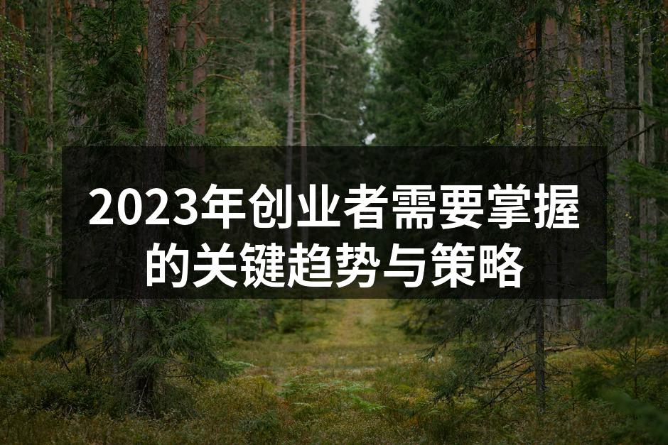 2023年创业者需要掌握的关键趋势与策略